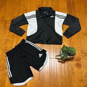 Adidas striped jacket & striped shorts
